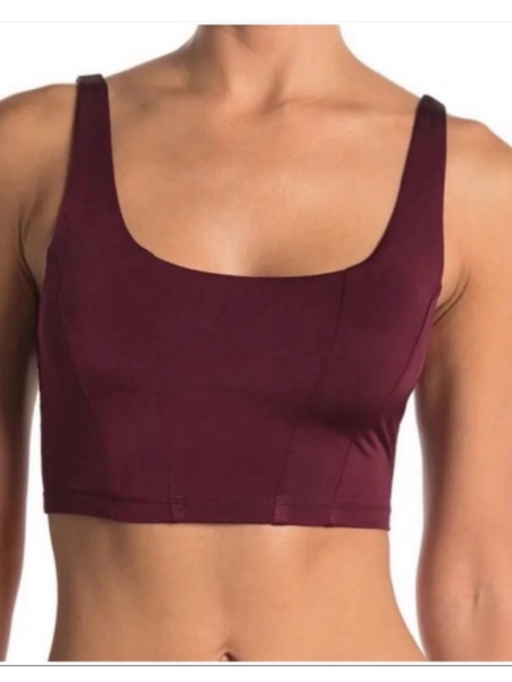 Free People Longline Scoop Sports Bra in Wine